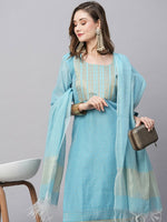 Thumbnail for Kalini Ethnic Motifs Yoke Design Gotta Patti Kurta with Trousers & With Dupatta - Distacart