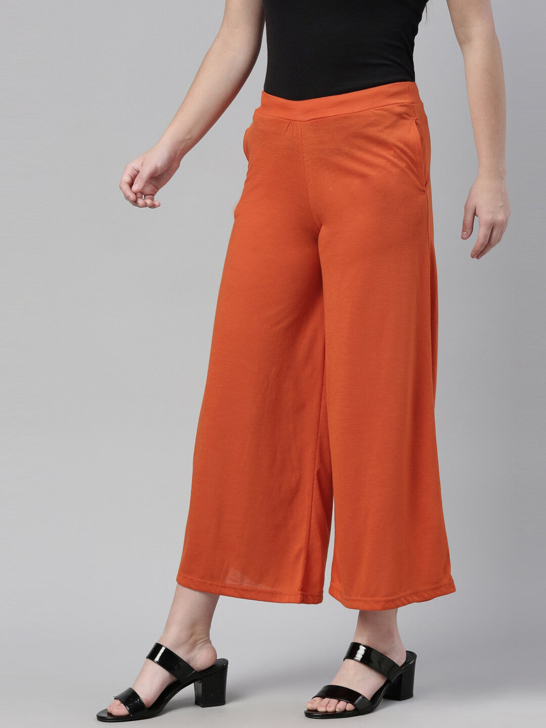 Souchii Women Orange Knitted Palazzo - Distacart