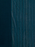 Thumbnail for Mitera Teal & Black Striped Beads & Stone Work Pure Chiffon Saree - Distacart