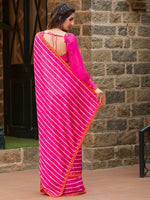 Thumbnail for Koskii Mirror Work Embroidered Satin Bandhani Saree - Distacart