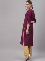 Thumbnail for Kalini Women Purple Yoke Design Kurta - Distacart