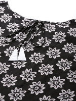 Thumbnail for HERE&NOW Women Black & White Floral Printed Kurta - Distacart