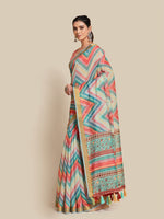 Thumbnail for Sangria Teal & Pink Zari Saree - Distacart