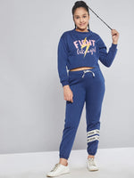 Thumbnail for Lyush Blue Fleece FIGHT Crop Sweatshirt For Girls - Distacart