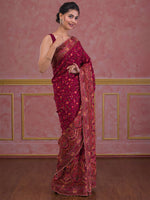 Thumbnail for Koskii Ethnic Motifs Embroidered Poly Georgette Saree - Distacart