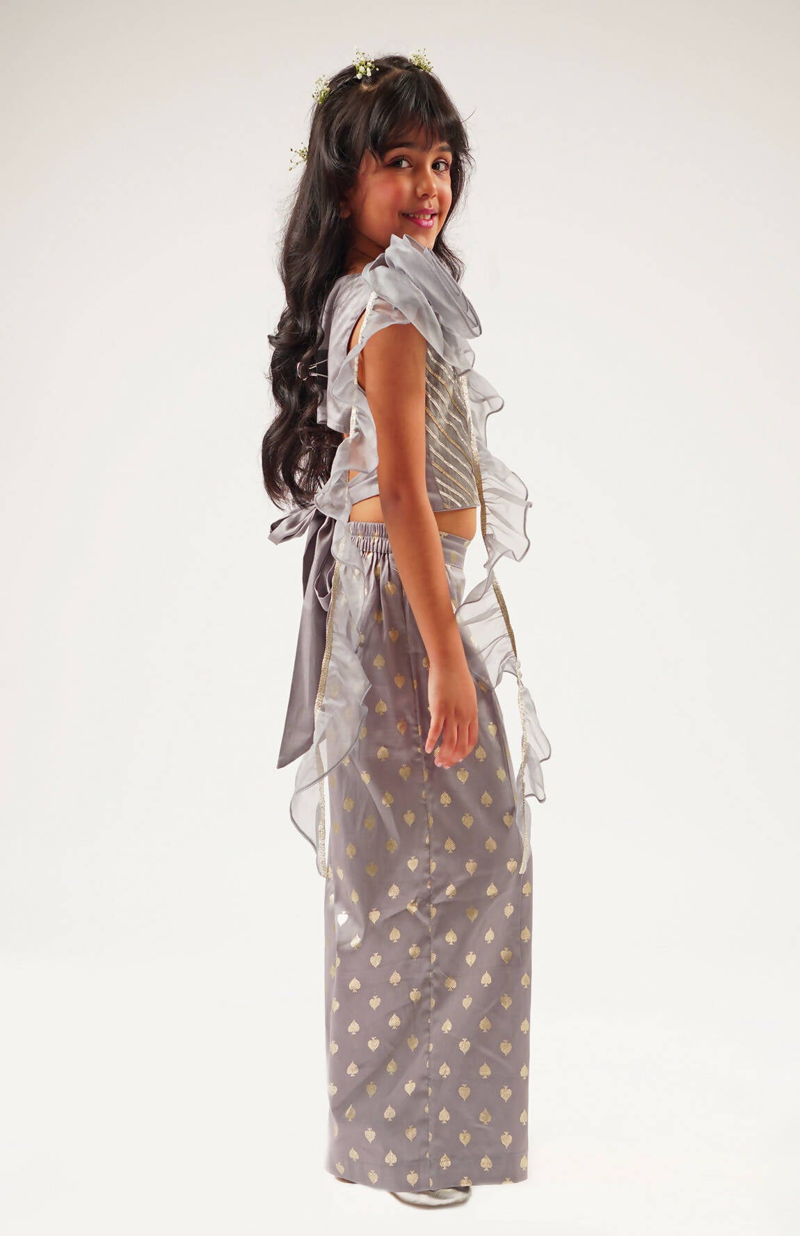 Lil Drama Mehfil Grey Co-Ordinate Set For Girls - Distacart