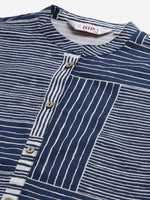 Thumbnail for Biba Women Navy Blue & White Striped Kurta with Trousers - Distacart