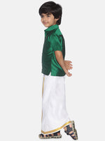 Thumbnail for Sethukrishna Boys Green & White Shirt with Dhoti - Distacart