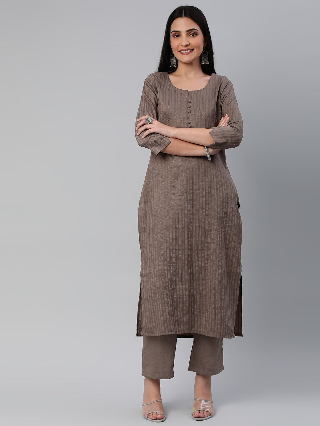 Kalini Women Self Design Pure Cotton Kurta With Trousers - Distacart