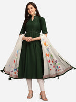 Thumbnail for Kalini Women Green Anarkali Kurta With Digital Print Dupatta - Distacart