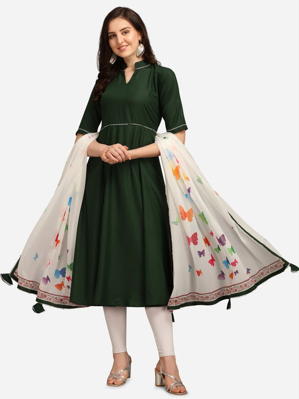 Kalini Women Green Anarkali Kurta With Digital Print Dupatta - Distacart