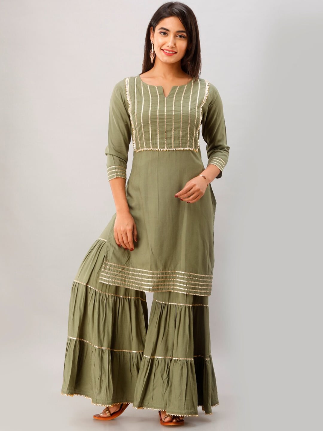 Kalini Women Green Kurta with Sharara - Distacart