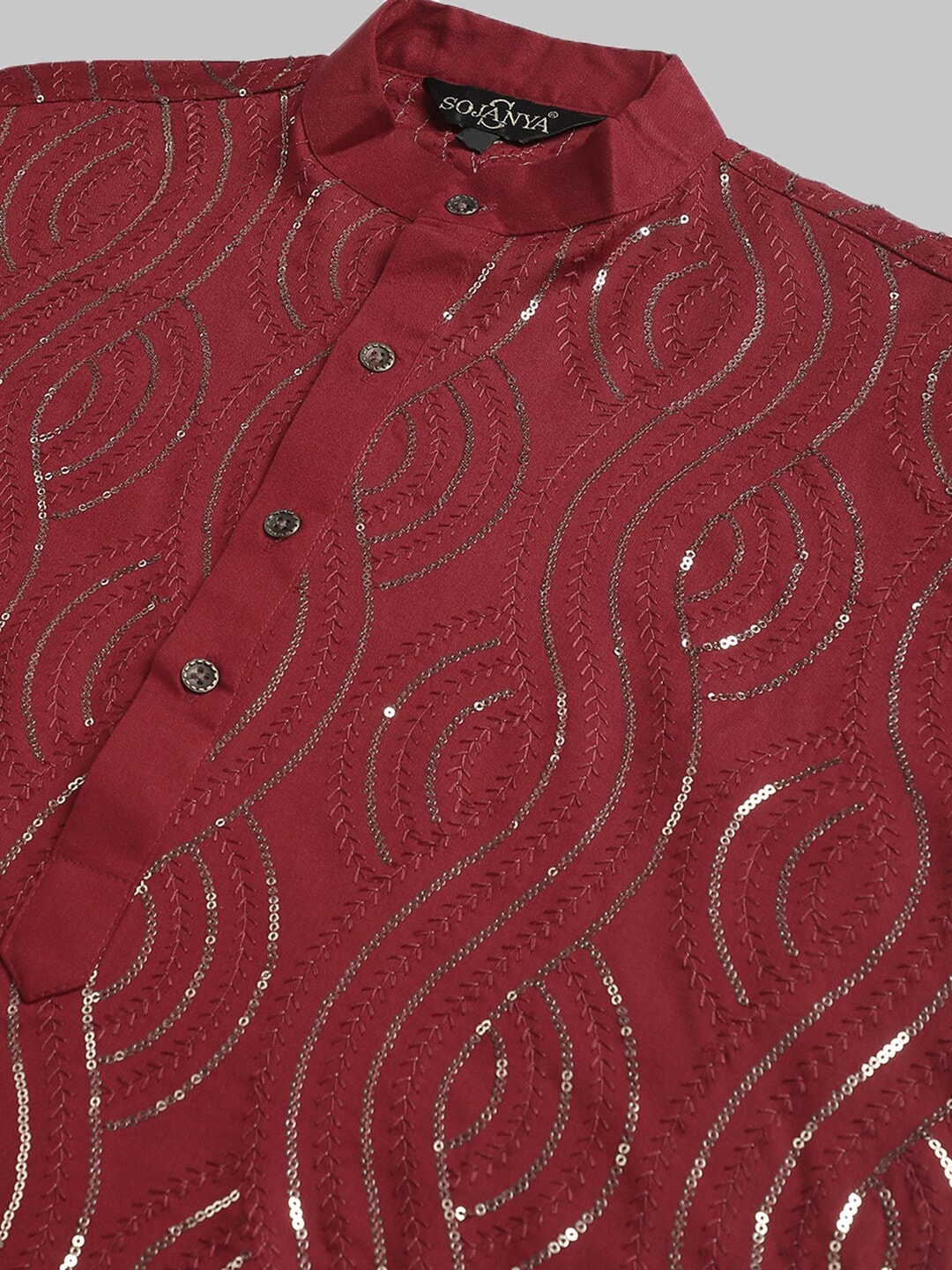 Sojanya Sequin Embroidered Pure Cotton Kurta with Churidar - Distacart