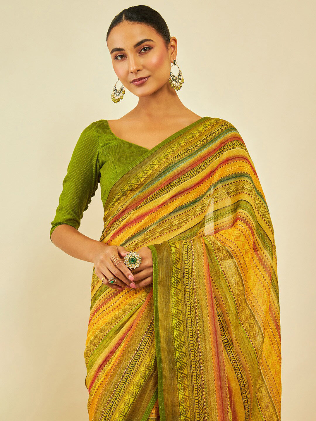 Soch Striped Saree - Distacart
