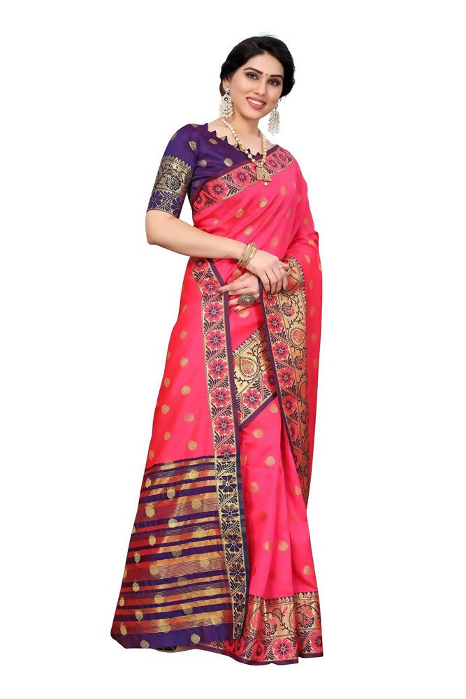 Vamika Cotton Rich Silk With Jacquard Weaving Pink Saree