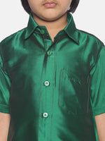 Thumbnail for Sethukrishna Boys Green & White Shirt with Dhoti - Distacart