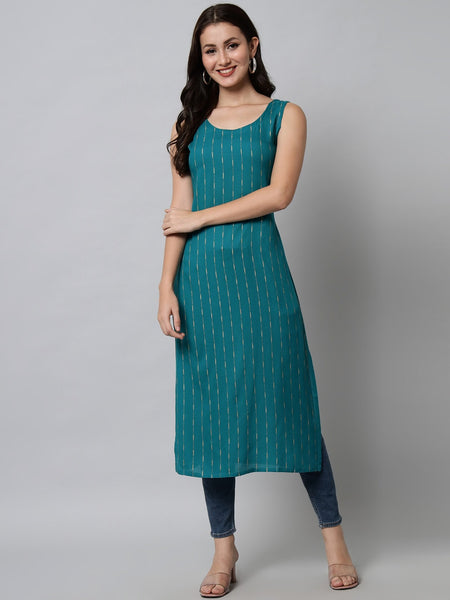 Kalini Women Turquoise Blue Printed Kurta - Distacart