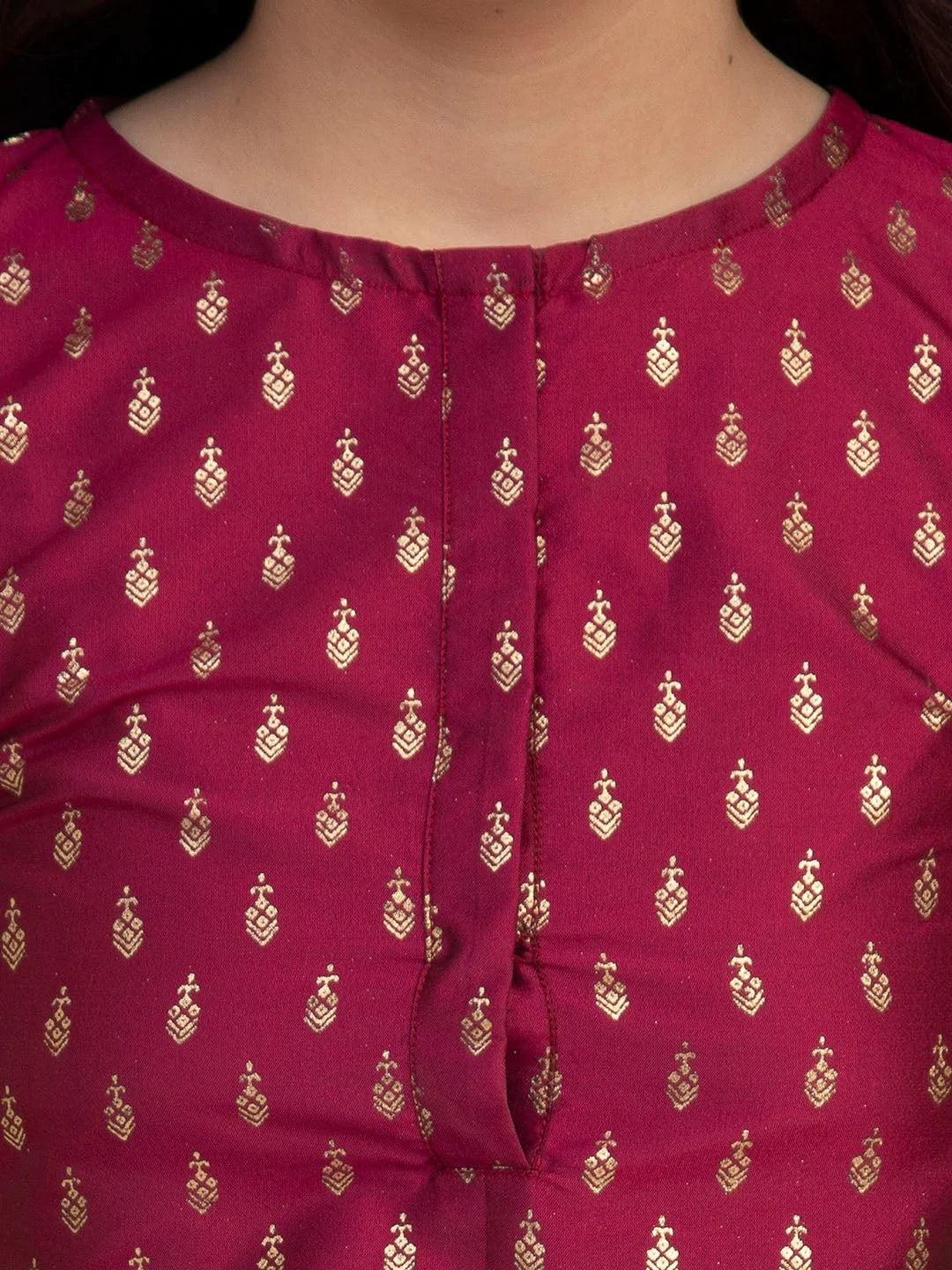 NOZ2TOZ Burgundy Embroidered Kurta with Sharara & With Dupatta For Girls - Distacart