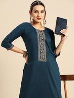 Thumbnail for Sangria Women Embroidered Floral Kurta - Distacart