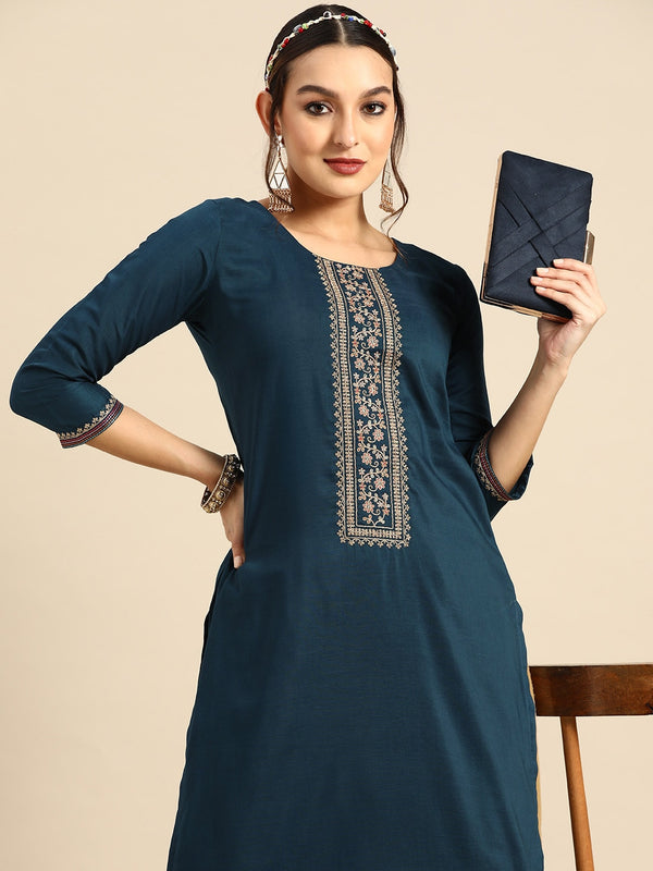 Sangria Women Embroidered Floral Kurta - Distacart