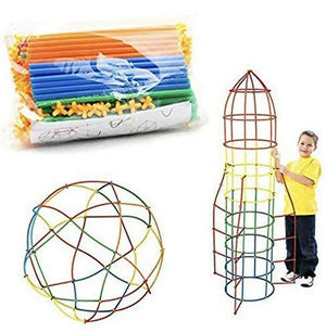 Kipa Children's Puzzle Straw Assembly, Educational Play and Learn Plastic Building Construction, Stitching Assembly Straw Build Blocks Creative Toy - Distacart