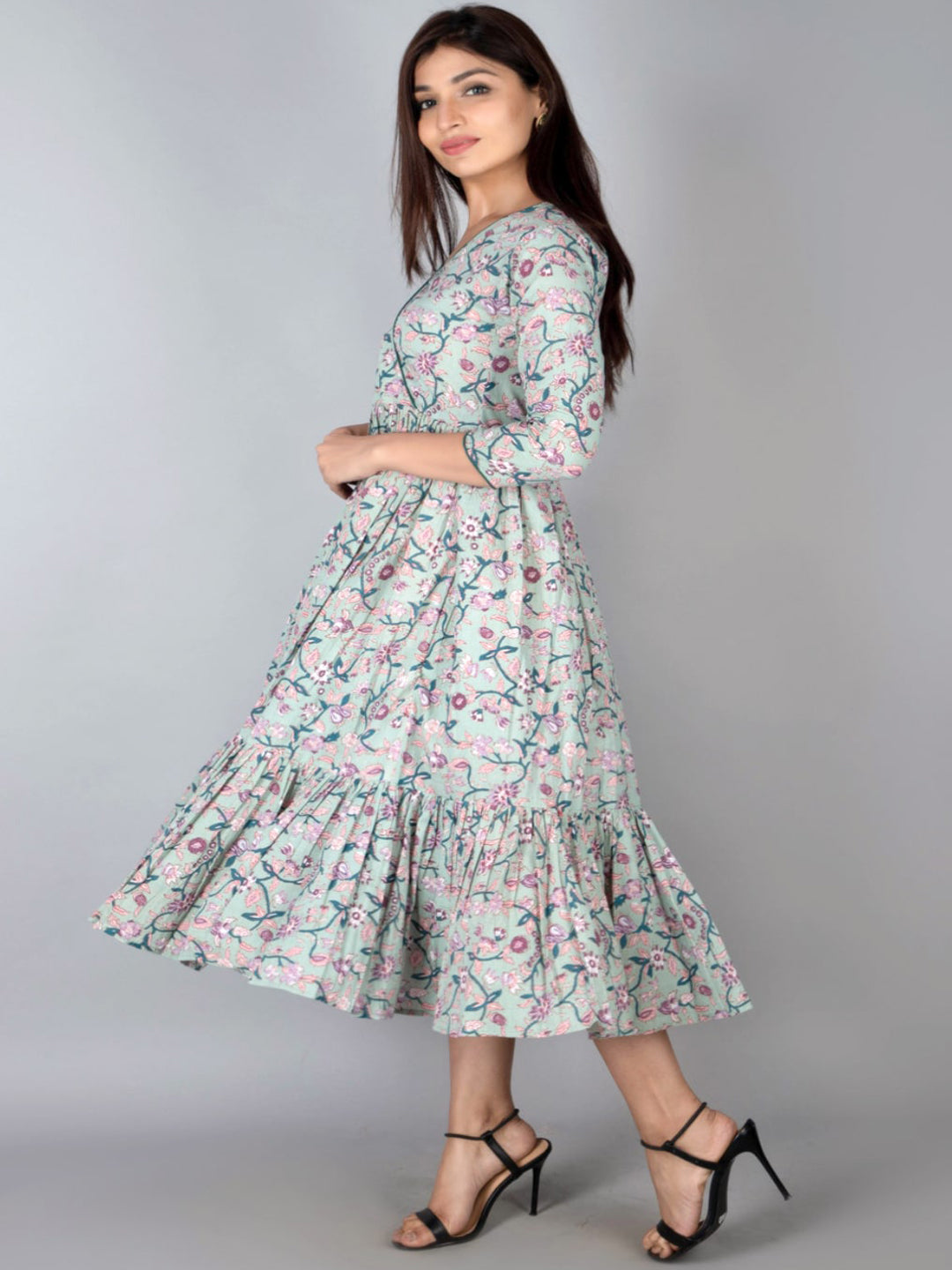 Kalini Women Multicoloured Floral Printed Anarkali Kurta - Distacart