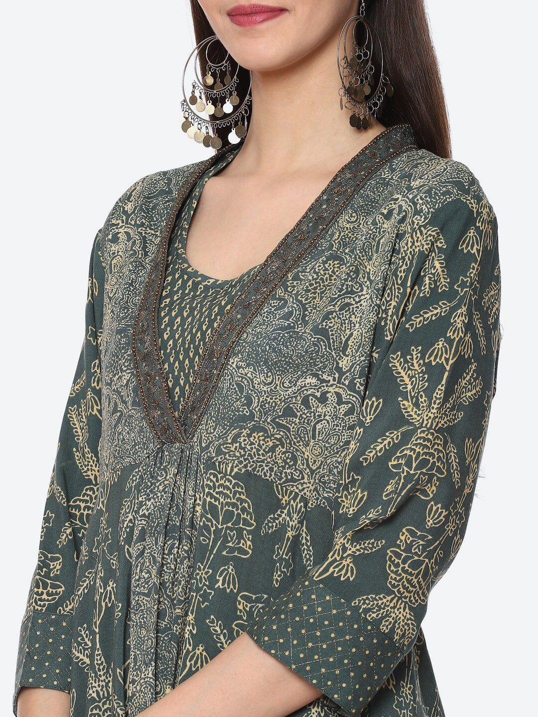 Biba Women Green Printed Anarkali Kurta - Distacart