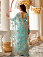 Thumbnail for Tikhi Imli Ethnic Motifs Embroidery Organza Heavy Work Saree - Distacart