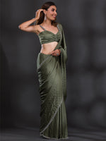 Thumbnail for Koskii Embellished Beads and Stones Satin Saree - Distacart