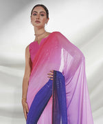 Thumbnail for Pink Georgette Sequence Embroidery Saree With Unstitched Blouse Piece - Rajal - Distacart