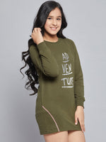 Thumbnail for Lyush Olive Terry ADVENTURE Sweat Dress For Girls - Distacart
