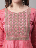 Thumbnail for Kalini Ethnic Motifs Yoke Design Thread Work A-Line Kurta with Leggings & With Dupatta - Distacart