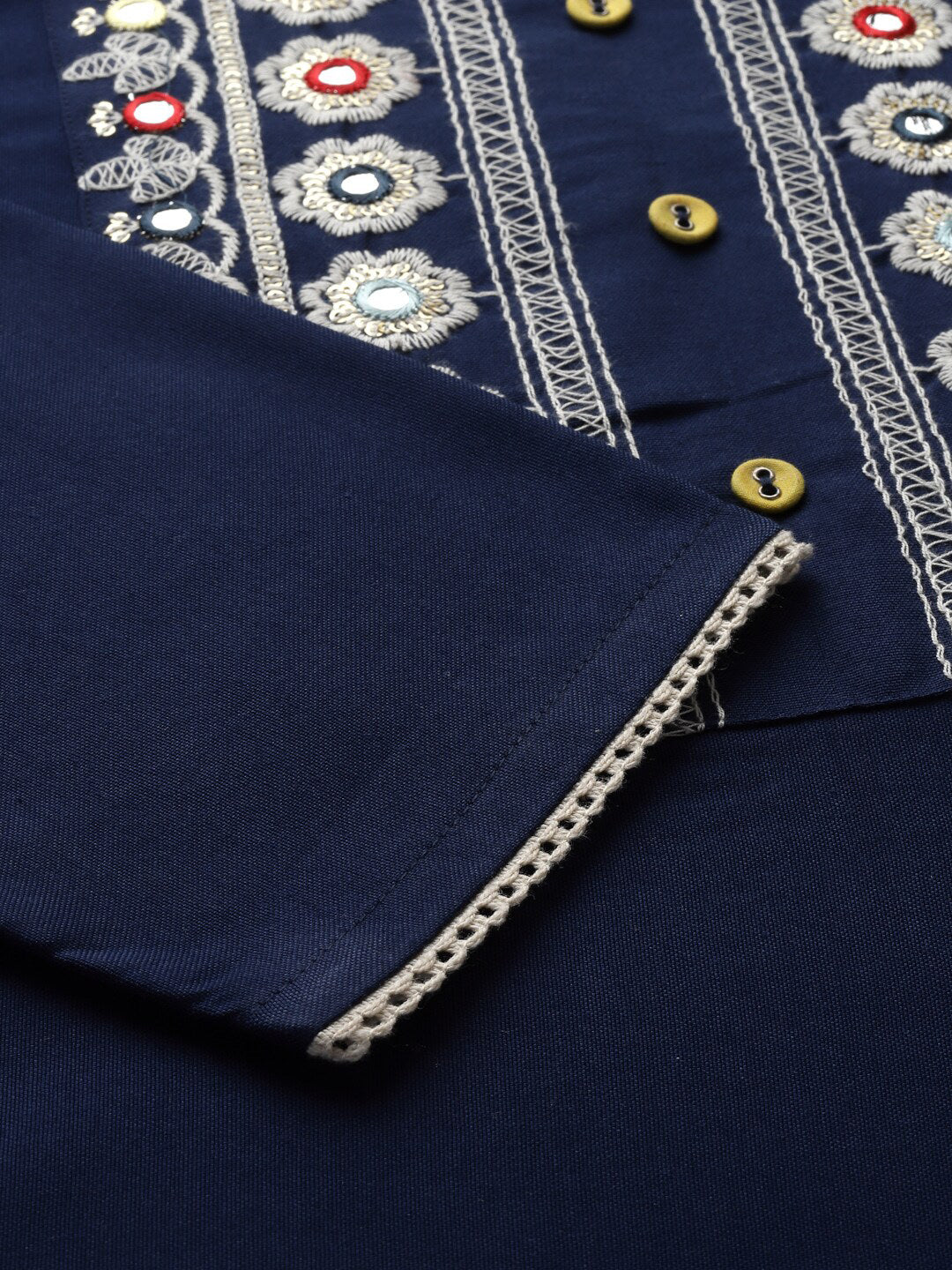 Kalini Women Blue Poly Viscose Rayon Embroidered Kurta - Distacart