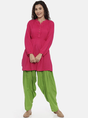 Souchii Lime Green Solid Loose-Fit Patiala - Distacart