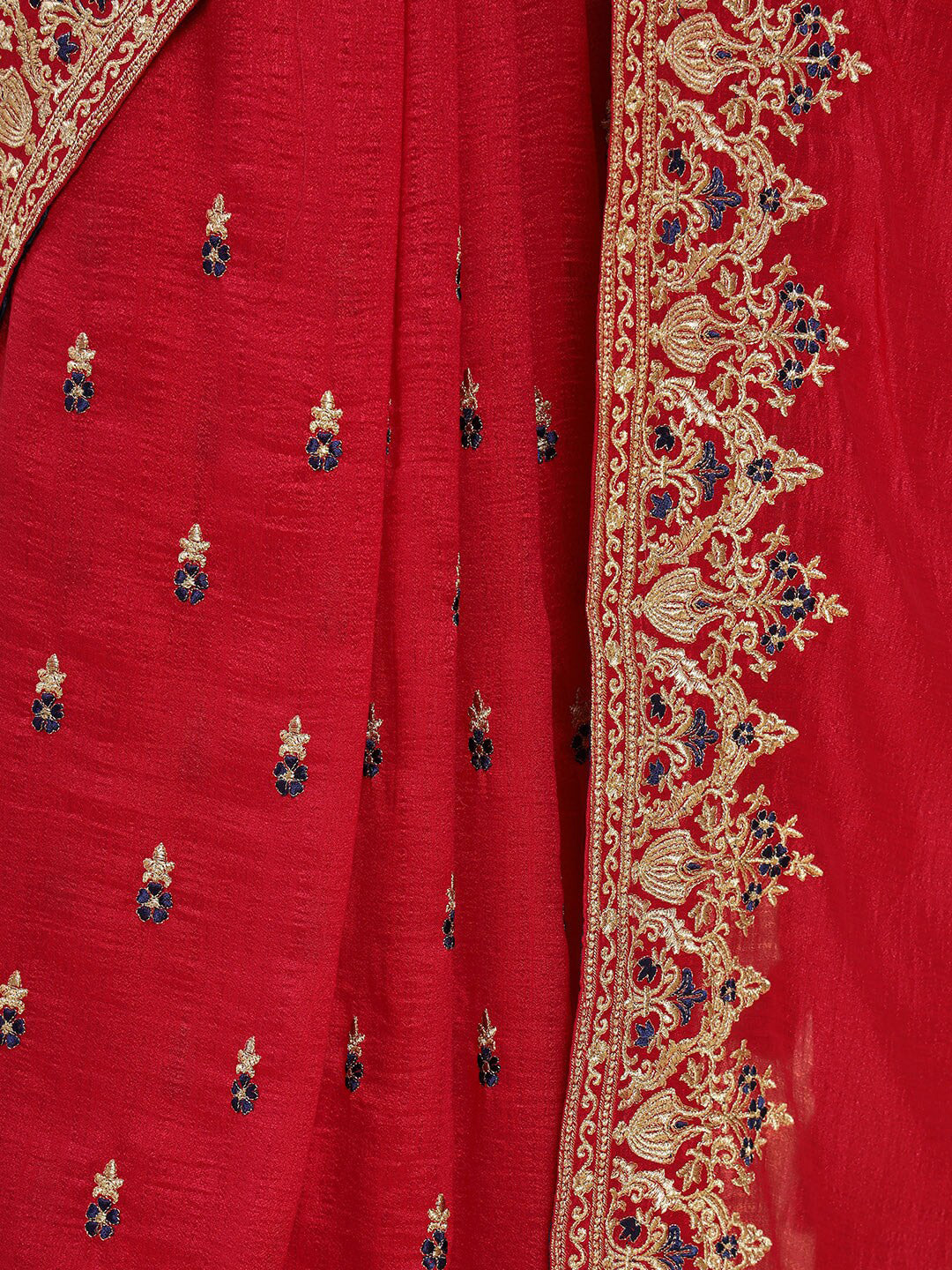 Soch Maroon & Black Floral Embroidered Silk Blend Saree - Distacart