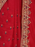 Thumbnail for Soch Maroon & Black Floral Embroidered Silk Blend Saree - Distacart