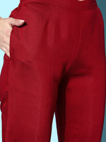 Thumbnail for Sangria Embroidered Thread Work Kurta with Trousers & With Dupatta - Distacart