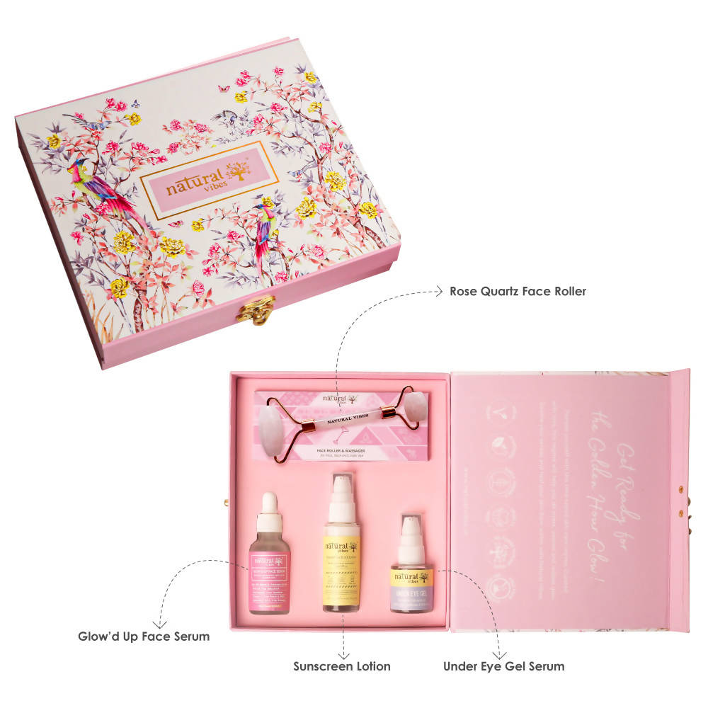 Natural Vibes Glow Getter Gift Set with Rose Quartz Face Roller - Distacart