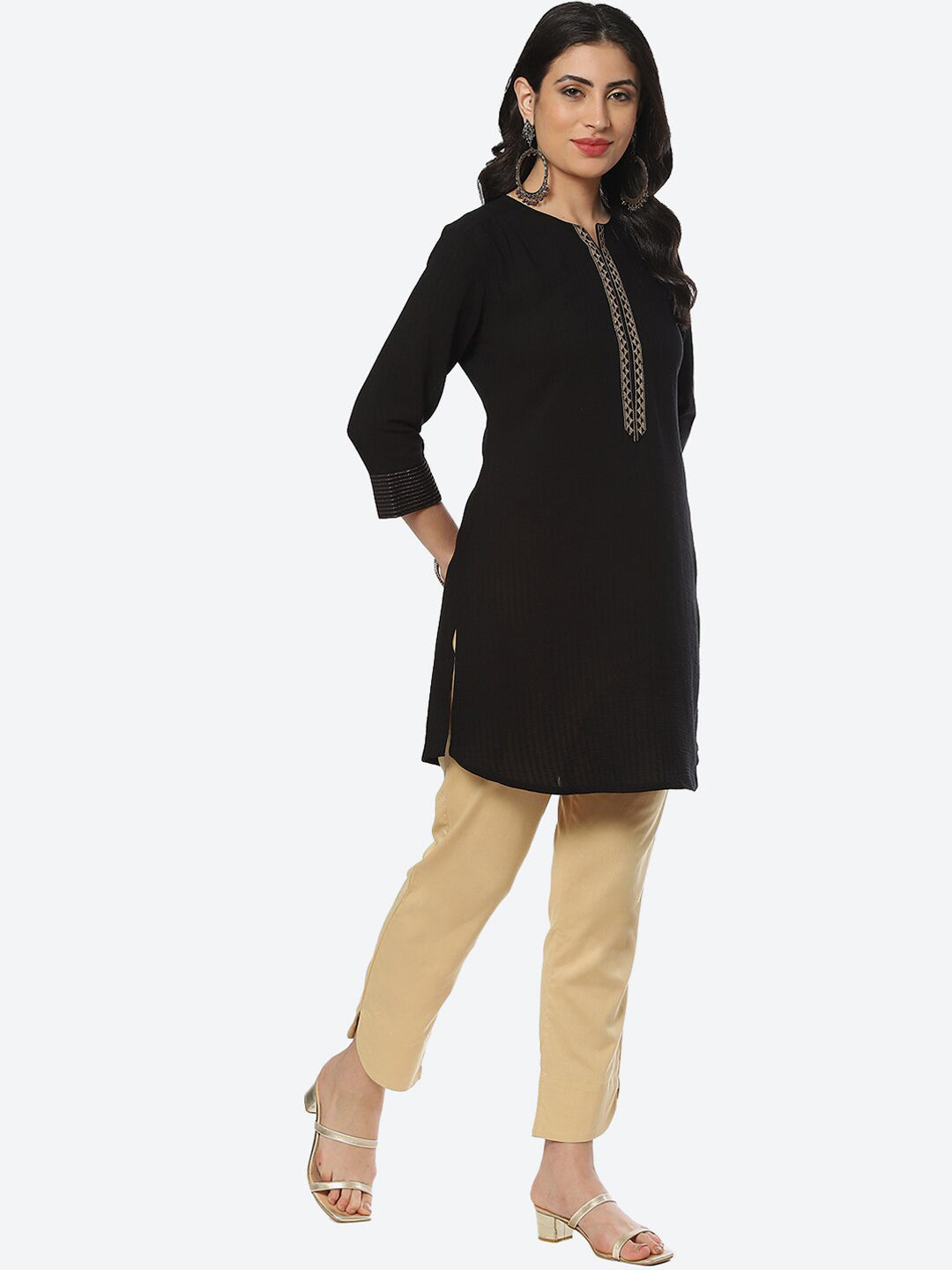 Biba Women Round Neck Yoke Design Kurta - Distacart