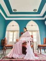 Thumbnail for Tikhi Imli Floral Sequinned Satin Half and Half Saree - Distacart