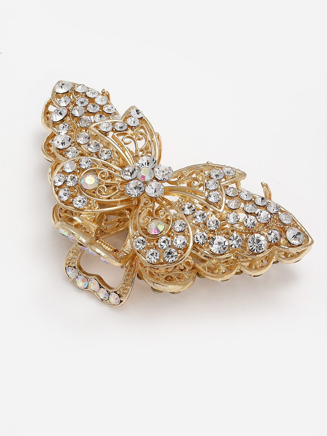 Panash Women Gold-Toned & White Embellished Claw Clip - Distacart
