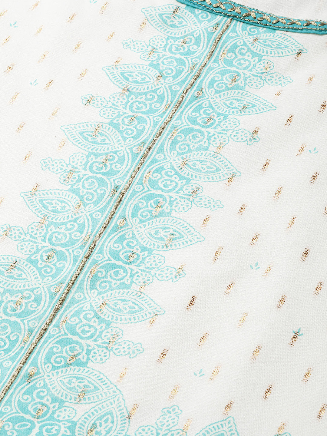 Biba Women Off-White & Blue Printed Straight Kurta - Distacart