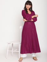 Thumbnail for Kalini Women Ethnic Motifs Embroidered Cotton Anarkali Kurta - Distacart