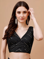 Thumbnail for Tikhi Imli Mirror Work Embellished Sleeveless Saree Blouse - Distacart