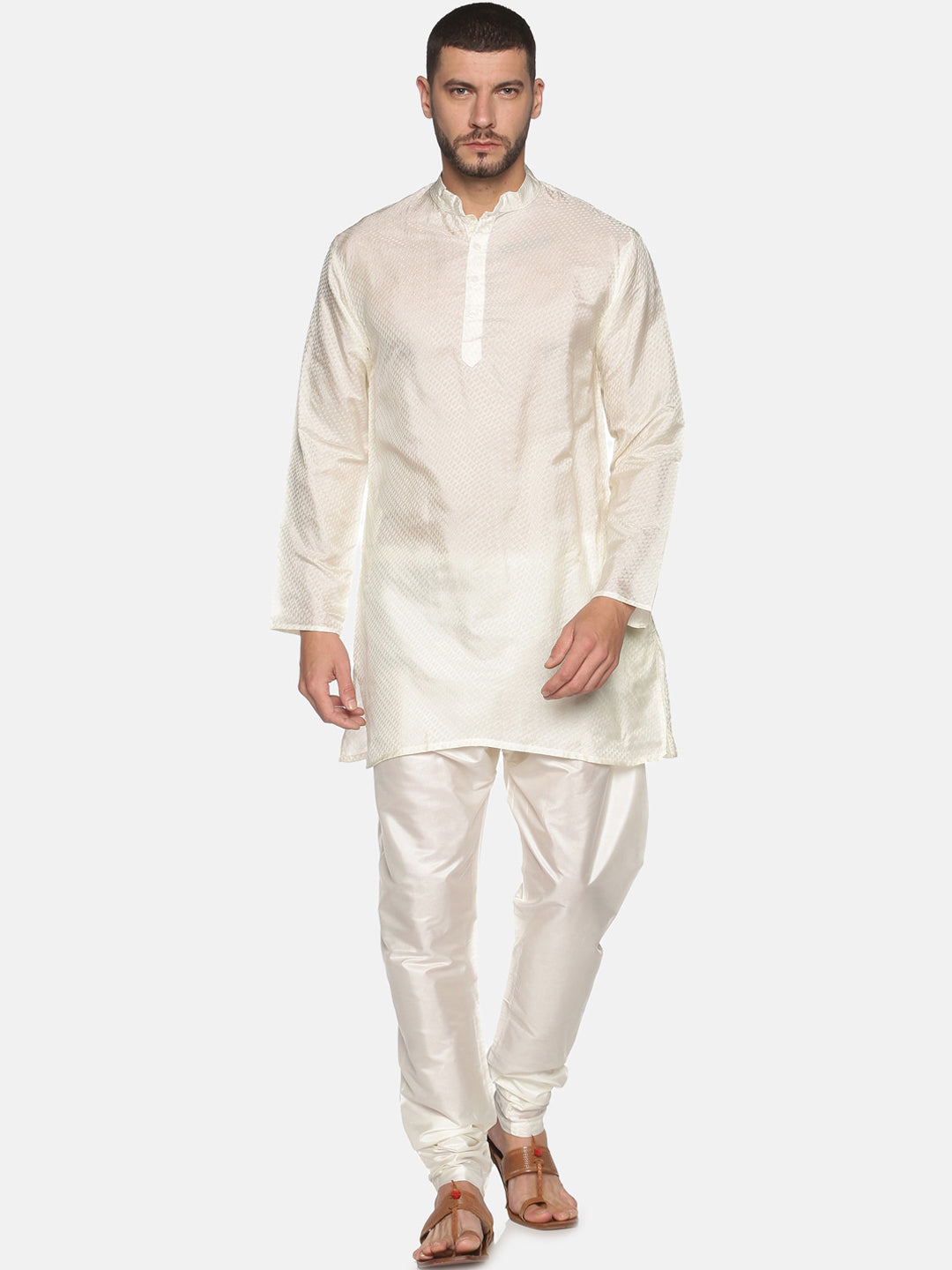 Sethukrishna Mens Off-White Kurta with Pyjamas - Distacart