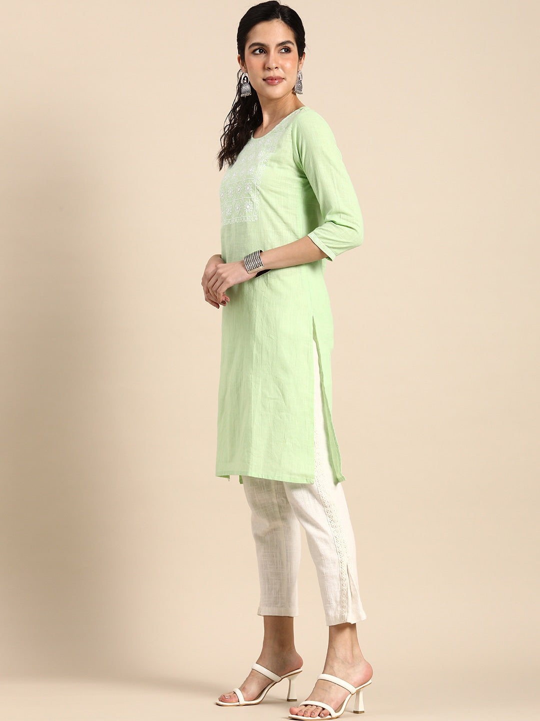 Sangria Women Ethnic Motifs Embroidered Mirror Work Kurta - Distacart