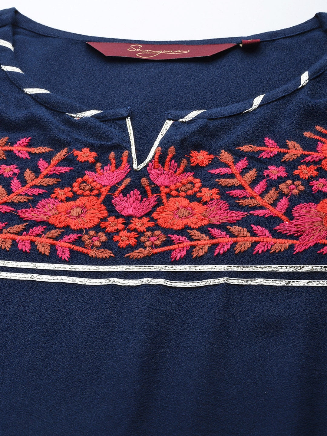 Sangria Women Blue Floral Kurta - Distacart