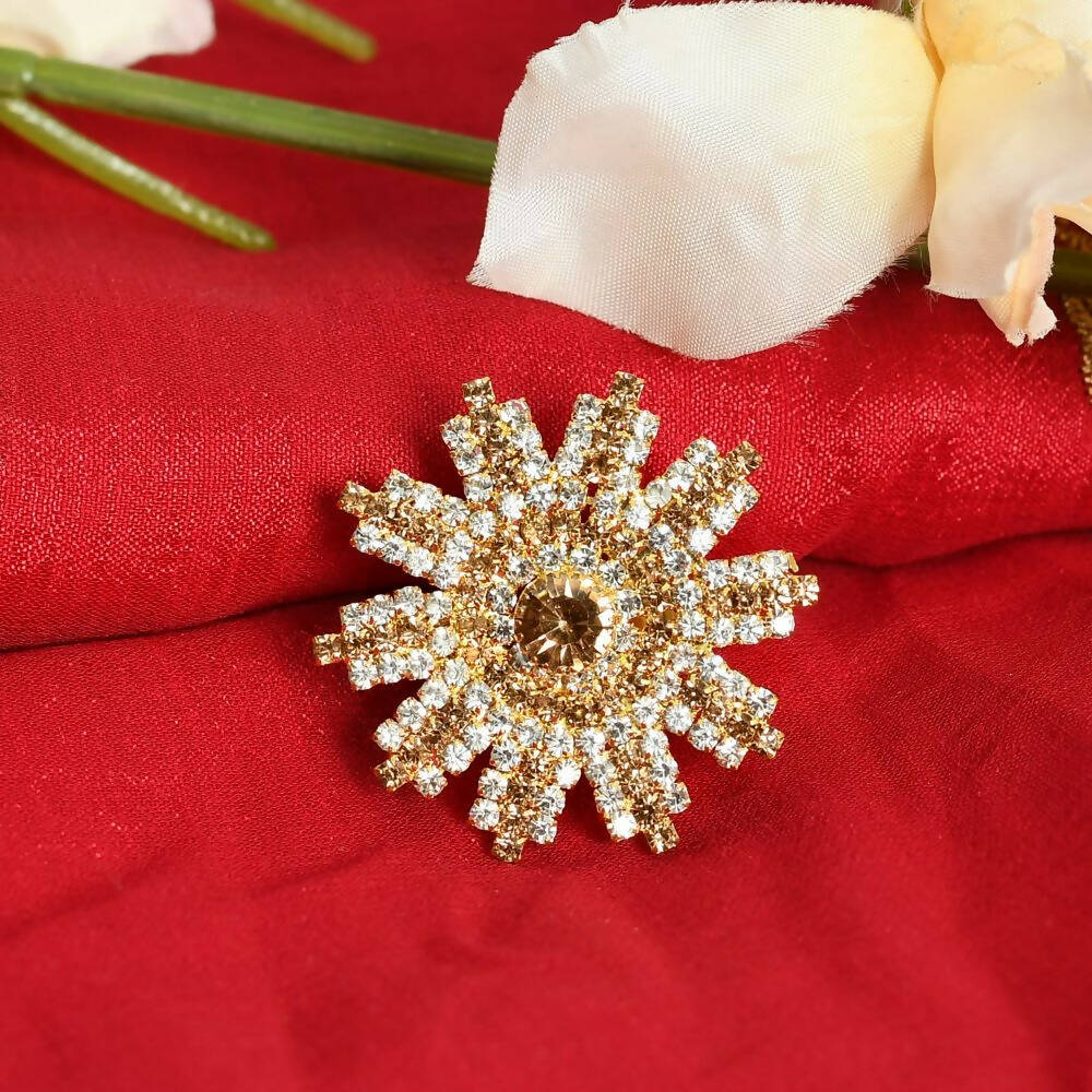 Mominos Fashion Joharkamal Gold-Plated AD Studded Adjustable Finger Ring - Distacart