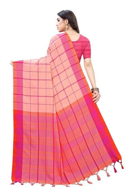 Vamika Peach Cotton Silk Weaving Saree (Goggle Peach) - Distacart