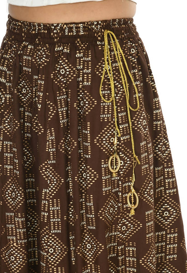 Mominos Fashion Moeza Cotton Coffee Color Printed Lehenga (Lancha)
